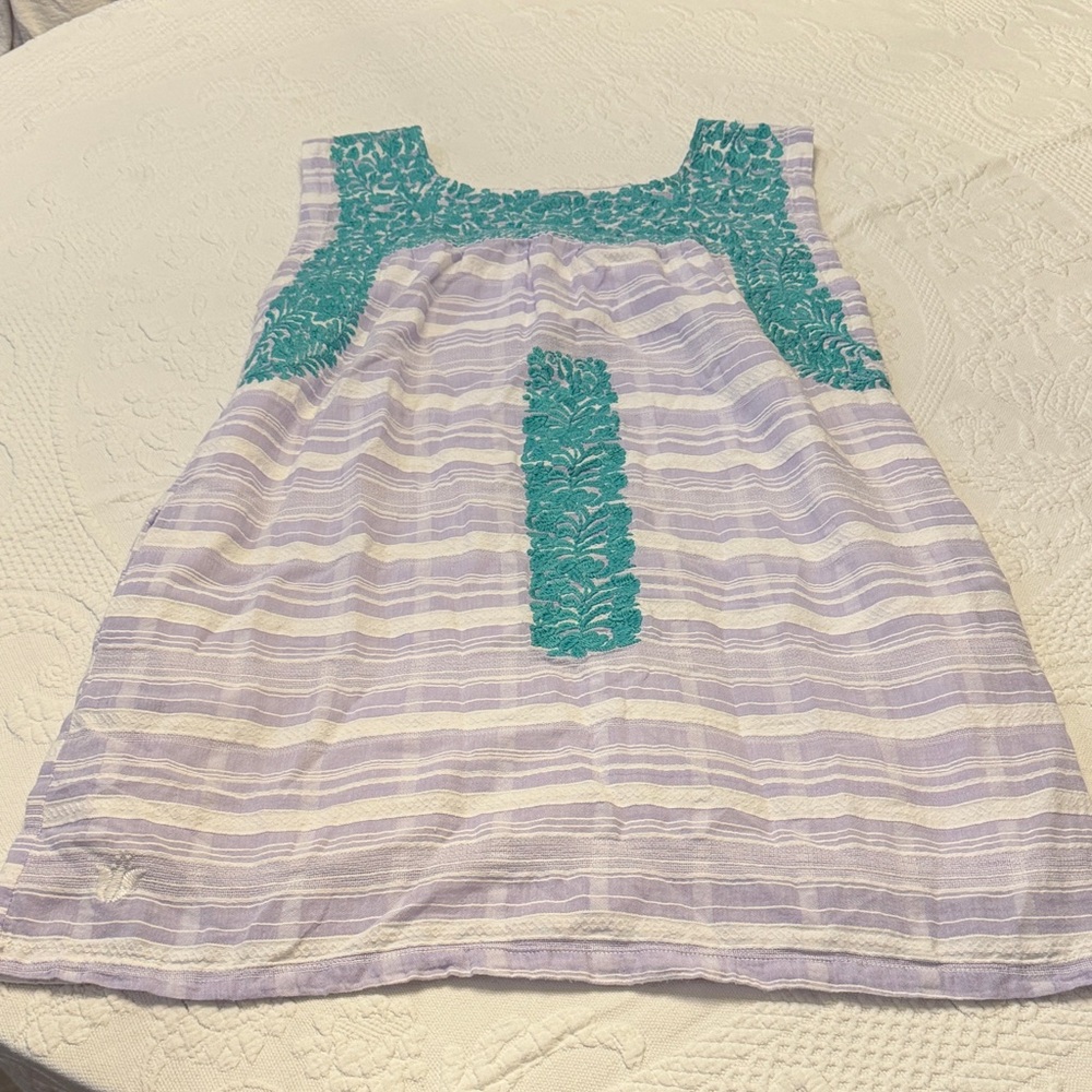 Elegant Striped Mini Dress in Purple and Teal